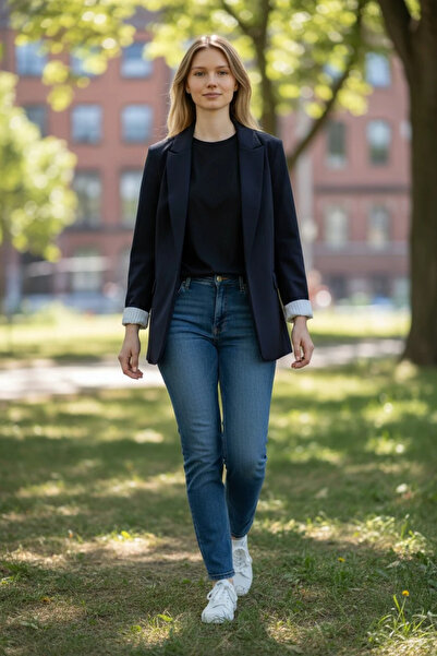 modayiğit Siyah astarlı şık kadın blazer ceket