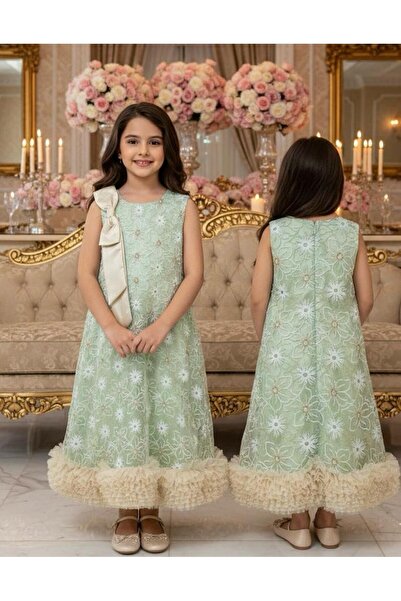 Rawai Roma Elegant girls' Lace dress with ruffles and a side bow