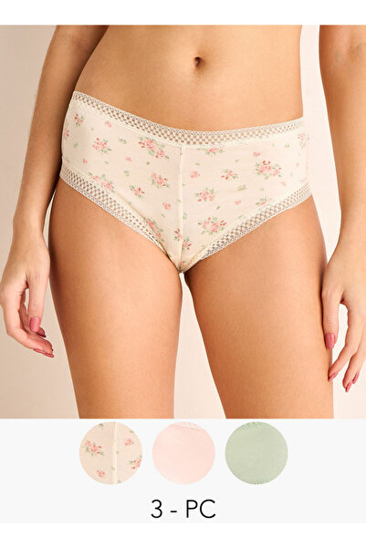 FAV طقم من 3 قطع - أغطية للخدين مزينة دانتيل