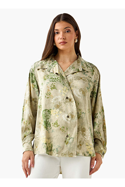 FAV قميص بنقشة زهور وحافة غير متساوية