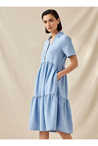 FAV Tiered Midi Dress with Collar