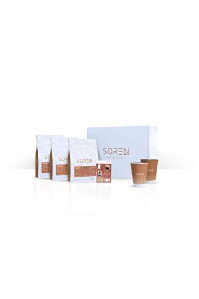 Soren coffee Roasters علبة كلاسيكية - ثلاث حبوب قهوة 250 غرام مع أكواب