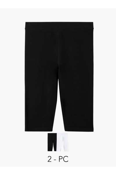 FAV Pack of 2 Mid-Rise Knee Length Leggings with Elasticated Waistband