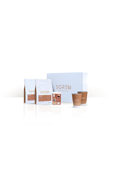 Soren coffee Roasters علبة فروتي بوكس ​​- عبوتان من حبوب البن 250 غرام مع أكواب