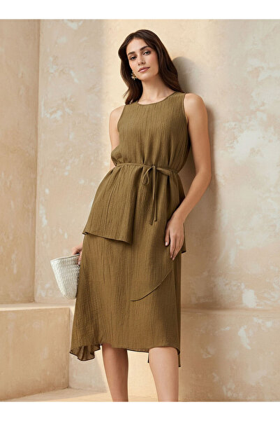 Iconic Relaxed Fit Asymmetrical Dress with Belt