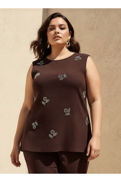 Ulla Popken Sleeveless Top with Embellishment