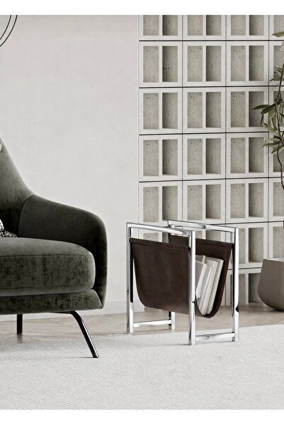 LARADESİGN Koltuk Yanı Dergilik Gazetelik Kitaplık Krom Plaklık