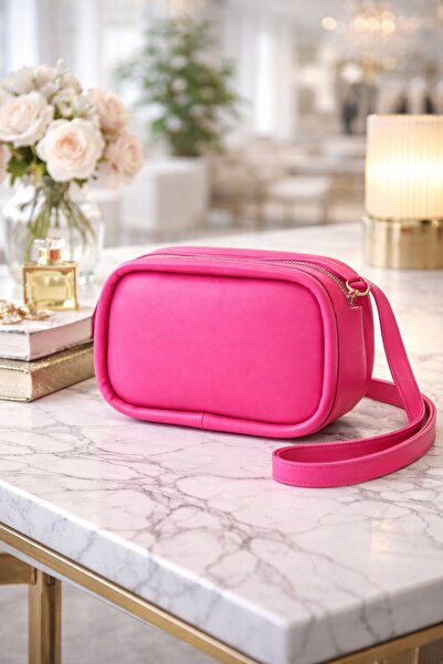 COLORSHERE Fuşya Kadın Dikdörtgen Fermuarlı Askılı Omuz Ve Crossbody Çanta