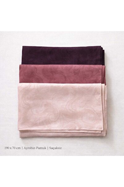 SOLENIA Ayrobin Pamuklu Desenli Tesettür Şal 3’lü Set 190x70 cm