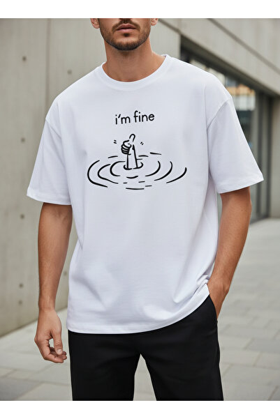 ship master Tricou alb unisex, 100% bumbac, supradimensionat, cu imprimeu I'm...