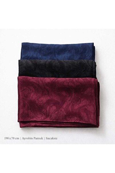 SOLENIA Ayrobin Pamuklu Desenli Tesettür Şal 3’lü Set 190x70 cm