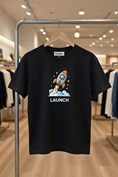 playwear Tricou unisex cu imprimeu Rocket Launch, confortabil
