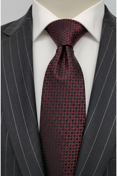 Gutiero Cravată clasică cu șervețele cu model negru burgundă