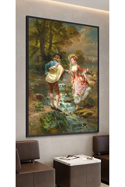 ARTAN GALLERY İtalyan Kadife Klasik Aşk Sahnesi Duvar Tablosu | Yağlı Boya Gö...