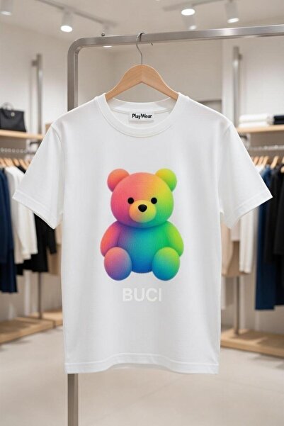 playwear تي شيرت مطبوع عليه شكل دب بوكسي مريح للجنسين