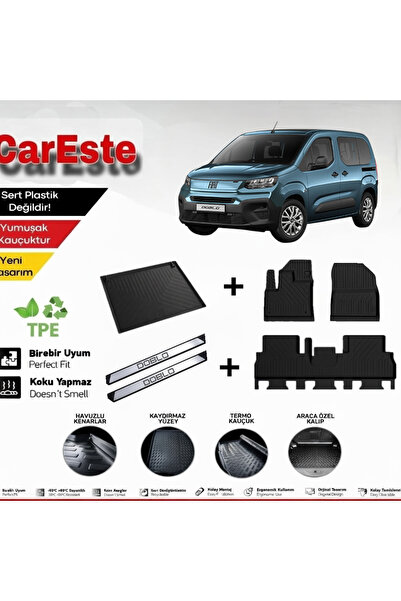 CarEste Fiat Doblo 2022-2026 4D Havuzlu Paspas + Bagaj Havuzu TPE Koku Yapmaz...