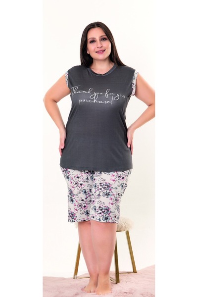 MOPİ Plus Size Viscose Comfortable Sleeveless Shorts Pajama Set