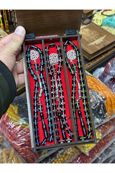 tesbihciniz Cutting and Engraving Rosary Set in a Special Wooden Box