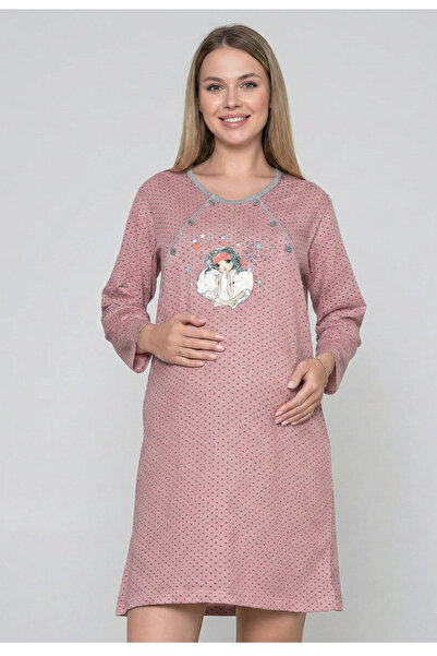 embody Cămașă de noapte maternitate din bumbac, deschidere pentru alăptare ro...