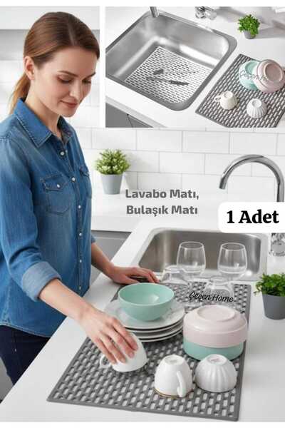 ÇEÇEN HOME Dikdörtgen Silikon Lavabo Matı, Silikon Kaydırmaz Bulaşık Matı, Te...