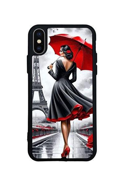 Aksel Kılıf متوافق مع iPhone X / XS، مطبوع، أسود غير لامع، سيليكون ناعم، واقي...