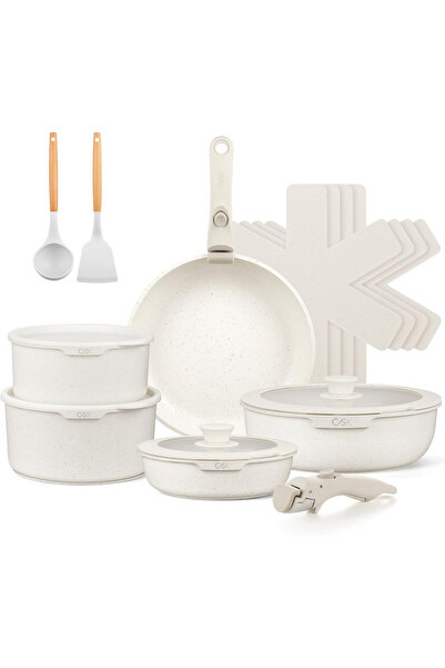 Carl Schmidt Sohn Breeze Creme cookware set, aluminum, 17 pieces