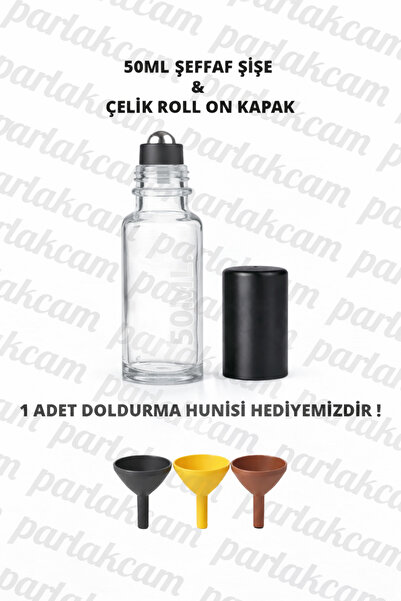 parlakcam 1 قطعة زجاجة زجاجية بغطاء أسود مقاوم للتسرب مع كرة فولاذية، سعة 50 ...