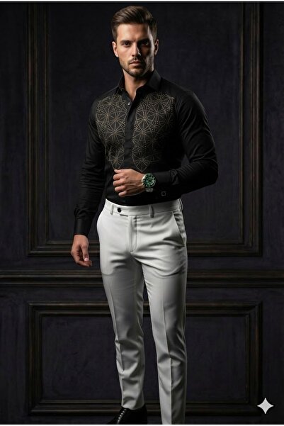 Plus Scorpion Elegant shirt with shiny decorative applications