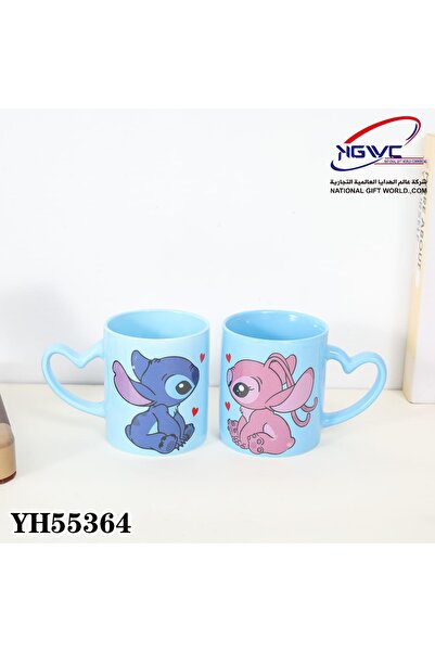 KAZUKO Ceramic mugs featuring the iconic cartoon characters Stitch and Angel.