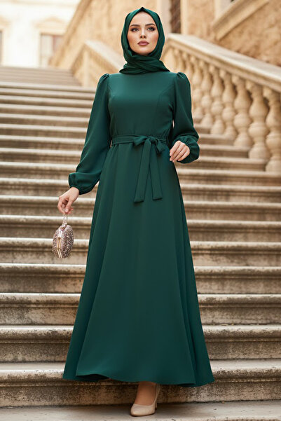 N.S NEVA STYLE Belted Green Hijab Dress 23102Y