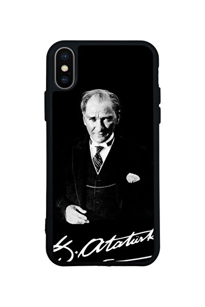 Aksel Kılıf غطاء متوافق مع iPhone XS Max، مطبوع، أسود غير لامع، سيليكون ناعم،...