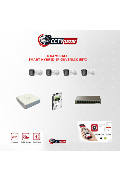 cctvpazar Hikvision 4 Kameralı 2 Mp İp Güvenlik Kamera Seti (Dahili Mikrofonlu)