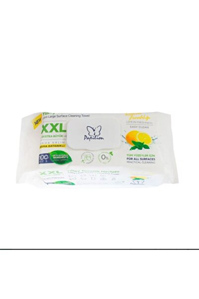Papilion مناديل مبللة لتنظيف الاسطح حجم XXL بالليمون - 100 منديل