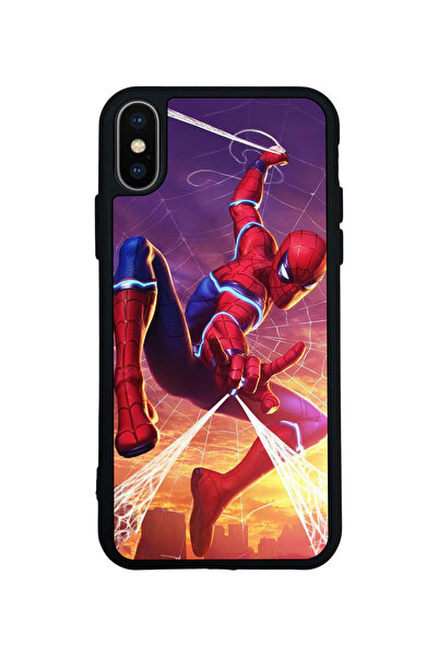 Aksel Kılıf متوافق مع iPhone X / XS، مطبوع، أسود غير لامع، سيليكون ناعم، واقي...