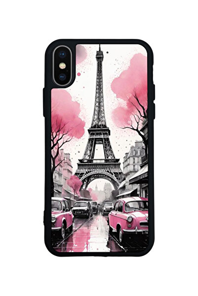 Aksel Kılıf متوافق مع iPhone X / XS، مطبوع، أسود غير لامع، سيليكون ناعم، واقي...