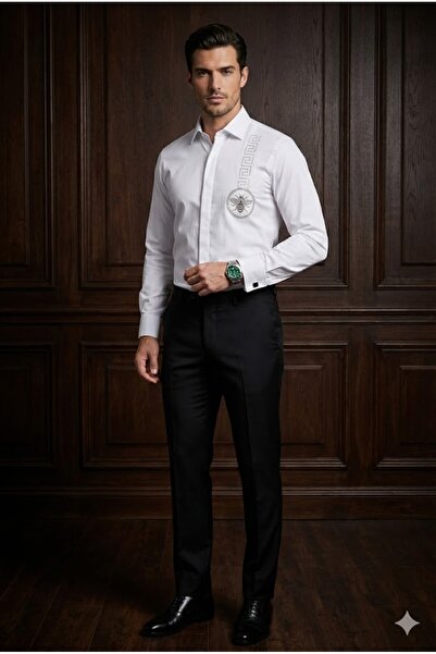 Plus Scorpion Elegant shirt with shiny decorative applications