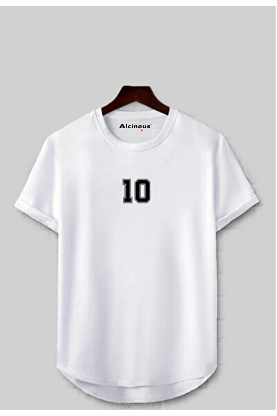 ALCİNOUS تي شيرت أساسي أبيض بطباعة بيضاوية الشكل للجنسين