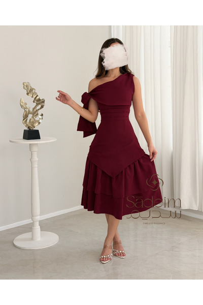 SADIEM فستان ناعم وأنيق بطبقات ناعمة