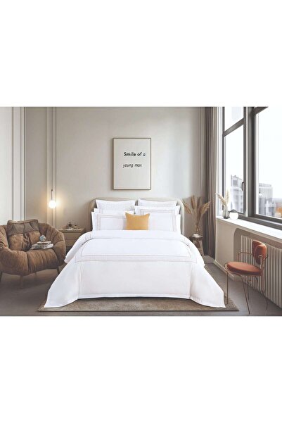 Alhabib bedding White and camel embroidered Double summer bedspread, suitable...