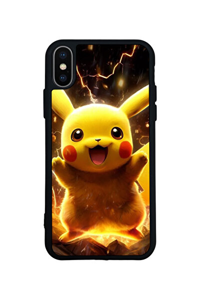 Aksel Kılıf غطاء متوافق مع iPhone XS Max، مطبوع، أسود غير لامع، سيليكون ناعم،...