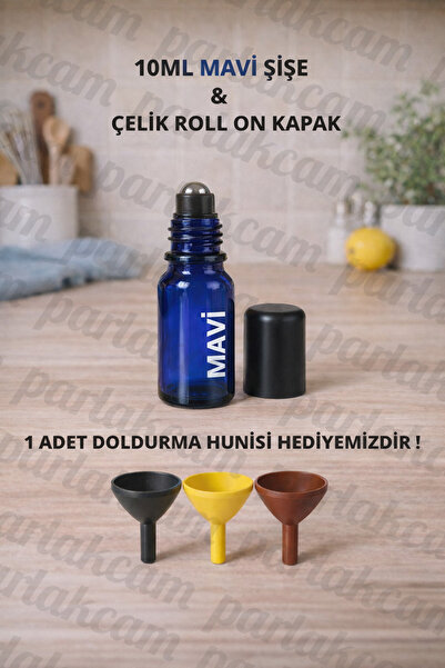 parlakcam 1 Adet Cam Roll On Şişesi Bilyalı Sızdırmaz Siyah Kapaklı 10ml Ambe...
