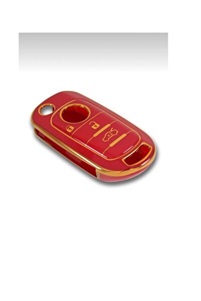 ÖZEN KEYS Fiat Egea 3 Button Nano Key Case Cover Red Gold Color 1St Class Qua...