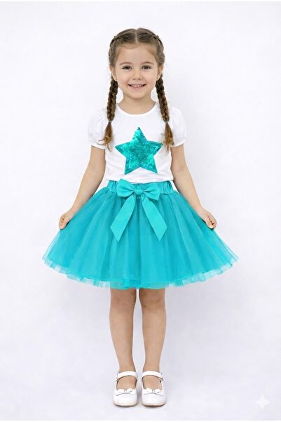 NOBLE STORE Κοριτσίστικο Σετ με Μπλουζάκι Αστέρι και Φούστα Τούτου για 23η Απ...