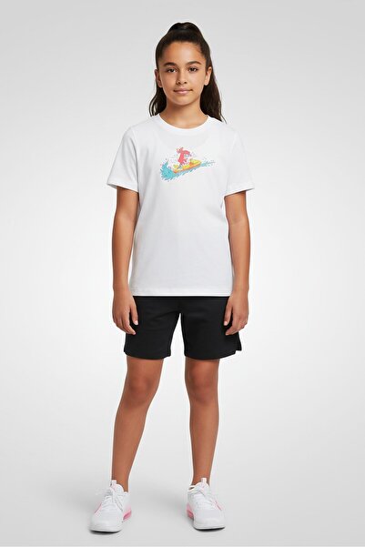 Nike Kids Girl Sportswear Fit Short Sleeves Outdoor T-Shirt, White
