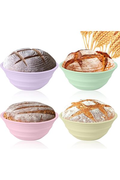 Arabest Set of 4 Silicone Banneton Bread Protective Baskets, 22.9 cm,for Sour...