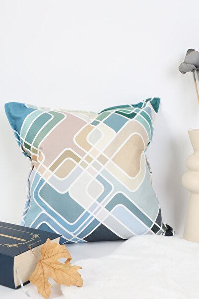 NESS HOME Patterned White Suede Pillow/Cushion Cover with Zipper 48X48 cm