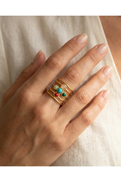 Dorvina 316L Steel Tarnish Resistant Jewelry Gold Color Colorful Ring Design ...