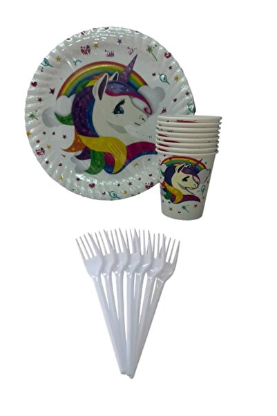 CAVAŞ sun hat Set de petrecere Magic Rainbow Unicorn pentru 8 persoane - Pach...