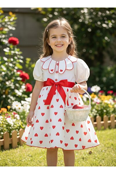 Bolly Baby Kalp Baskılı Dantelli Bebe Yaka Kurdela Kemerli Beli Lastikli İçi ...