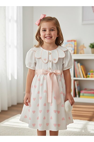 Bolly Baby Kalp Baskılı Dantelli Bebe Yaka Kurdela Kemerli Beli Lastikli İçi ...